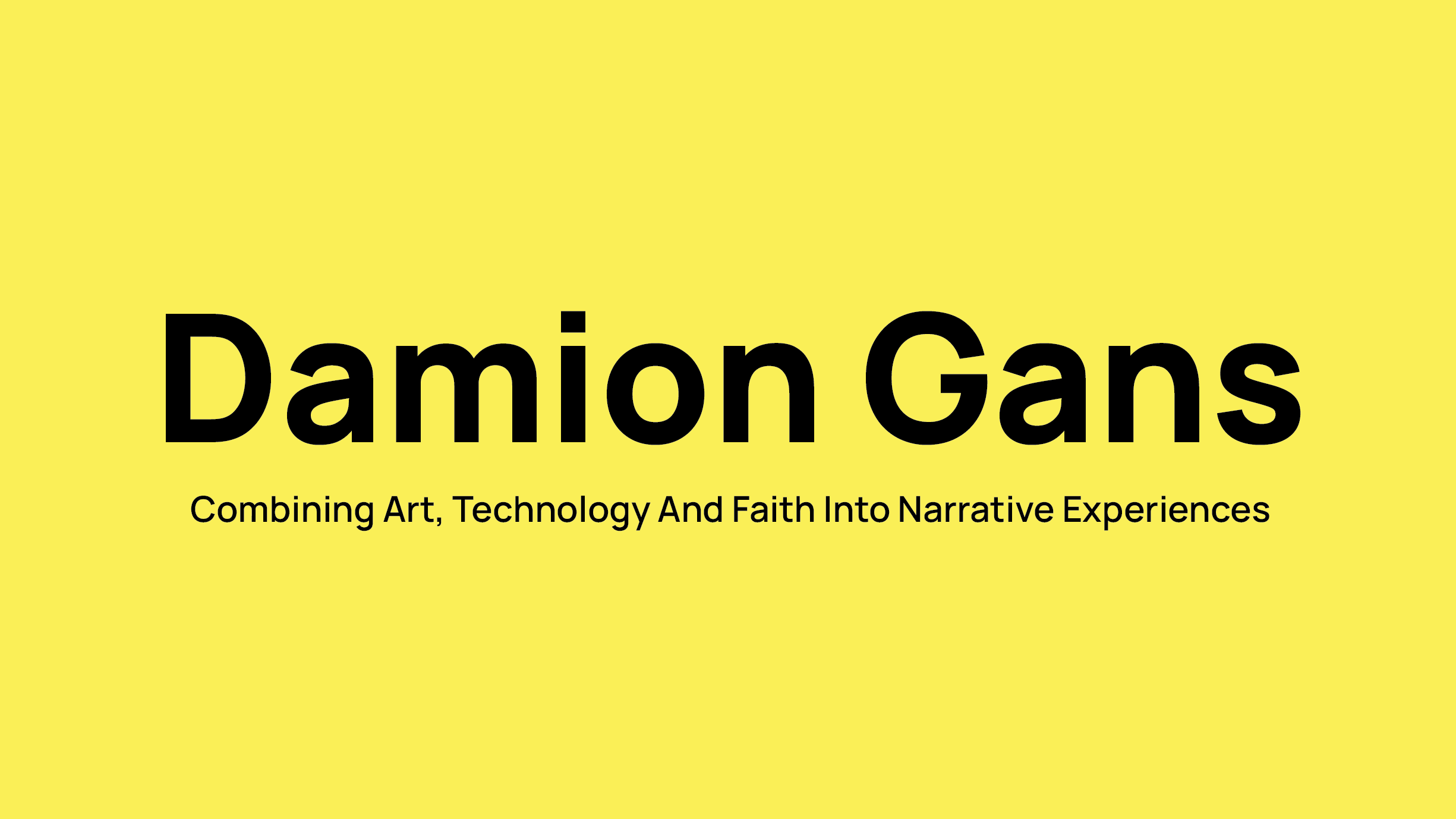 Site logo with text: Damion Gans Combining Art, Technology, And Faith Into Narrative Experiences